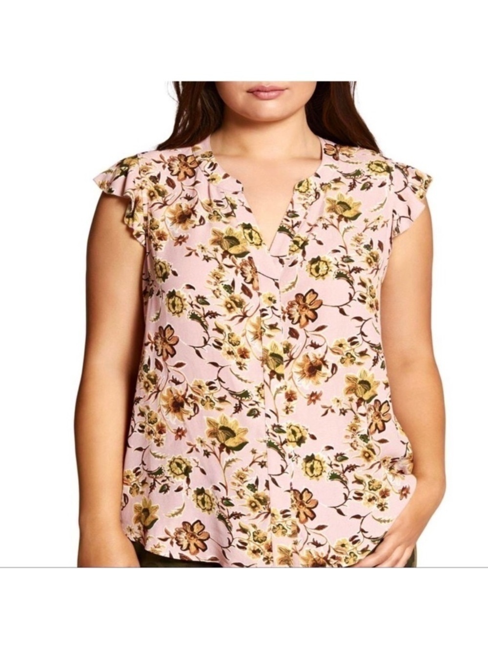 Sanctuary Curve Blush Pink Floral Blouse